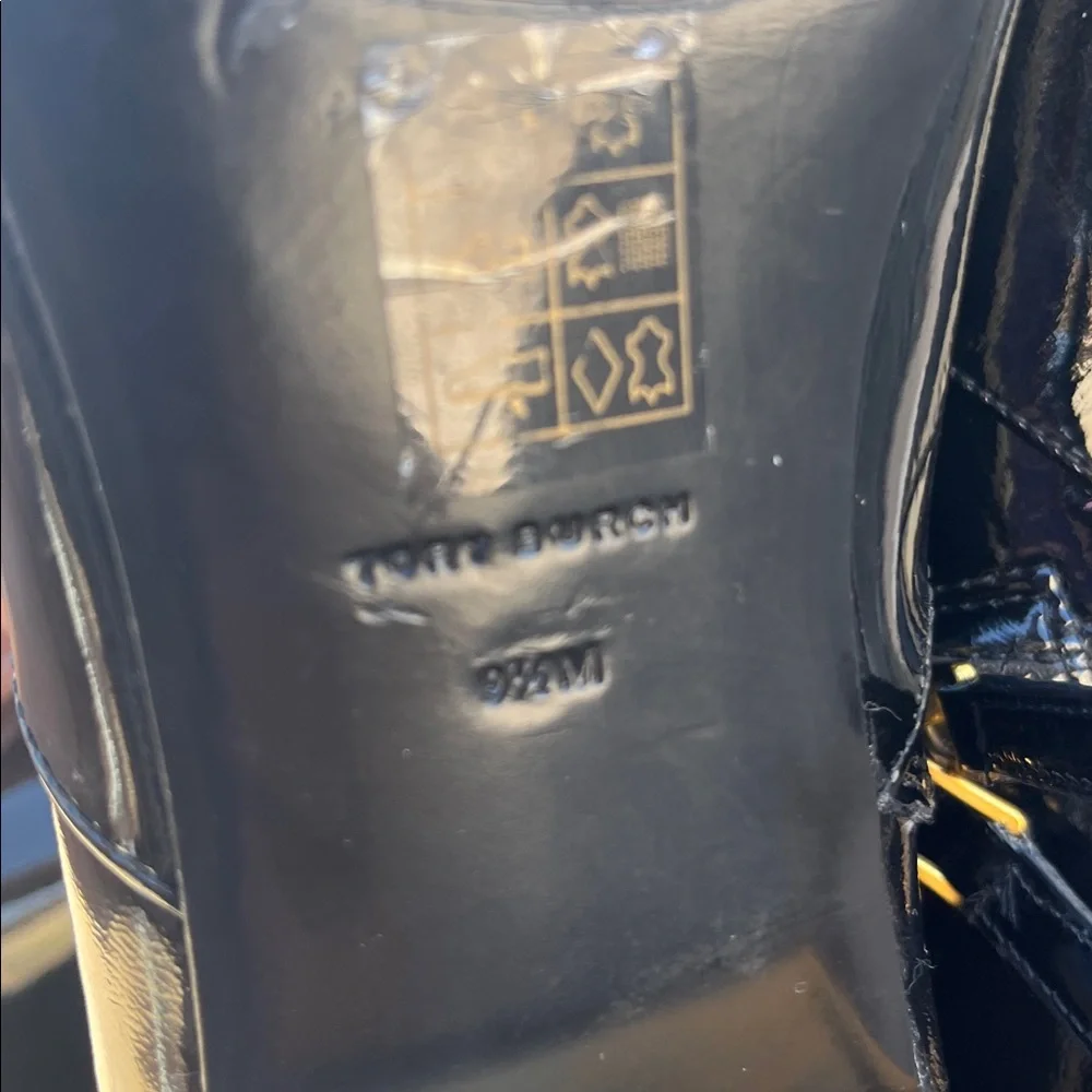 Tory Burch Black Patent Leather Ankle Boots Heels Size 9.5 $398